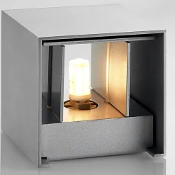 Arcchio væglampe Zuzana, kantet, aluminiumsfarvet, G9, 10 cm