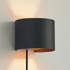 væglampe Zuzana, rund, sort, stik, 13 cm^Arcchio Outlet