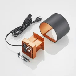 væglampe Zuzana, rund, sort, stik, 13 cm^Arcchio Outlet