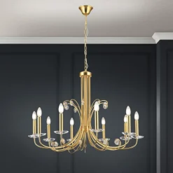 Ariane lysekrone, guldfarvet, Ø 92 cm, krystal, 10 lyskilder.^ORION Discount