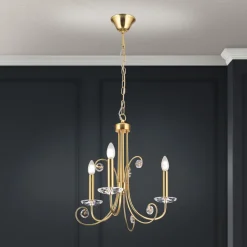 ORION Lysekroner>Ariane lysekrone, guldfarvet, Ø 50 cm, krystal, 3 lyskilder.