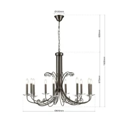 Ariane lysekrone, nikkel, Ø 92 cm, krystal, 10 lyskilder.^ORION Outlet