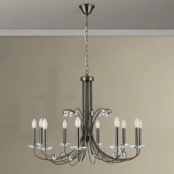 Ariane lysekrone, nikkel, Ø 92 cm, krystal, 10 lyskilder.^ORION Outlet