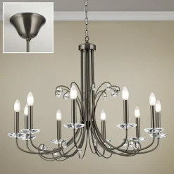 Ariane lysekrone, nikkel, Ø 92 cm, krystal, 10 lyskilder.^ORION Outlet