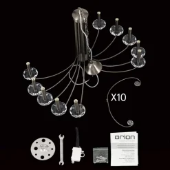 Ariane lysekrone, nikkel, Ø 92 cm, krystal, 10 lyskilder.^ORION Outlet