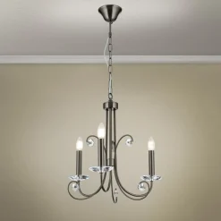 Ariane lysekrone, nikkelfarvet, Ø 50 cm, krystal, 3 lyskilder.^ORION Online