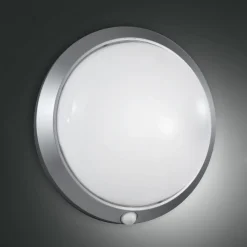 Fabas Luce Væglampe Med Sensor>Armilla udendørs væglampe, sølv, bevægelsessensor, Ø 30 cm
