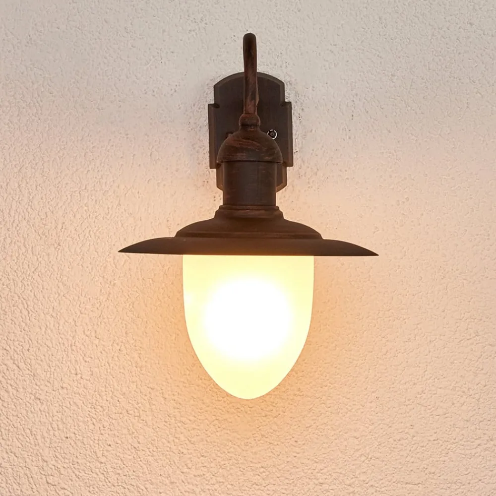 Aruba udendørs væglampe, Ø 25 cm, rustbrun^Lucide Outlet