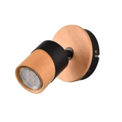 Trio Lighting Aruni vægspot af træ, 1 lyskilde, sort
