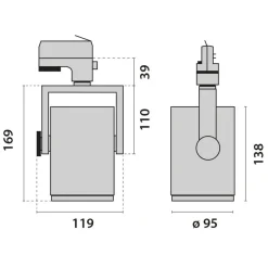 Performance in Lighting Skinnesystem>AS425 3-faset skinnespot LED Medium hvid, uni.hvid