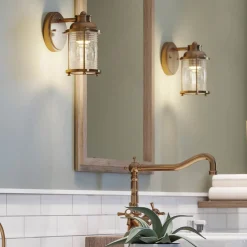 KICHLER Ashland Bay bad-væglampe, messing, 1 lyskilde