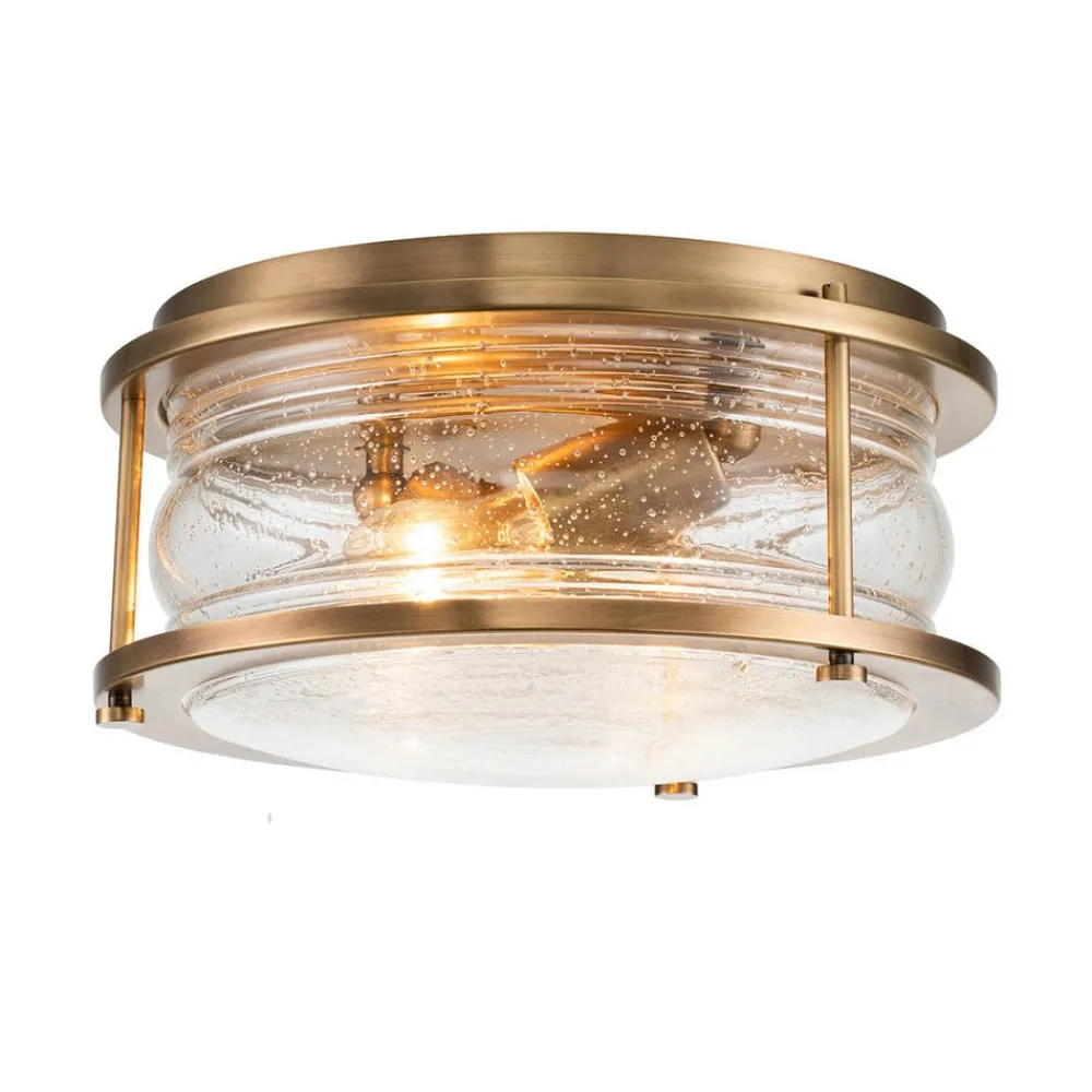 KICHLER Ashland Bay loftlampe til bad, Ø 30,5 cm, messing