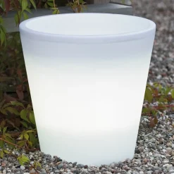 Konstsmide Assisi LED-blomsterpotte, belyst, Ø 28 cm