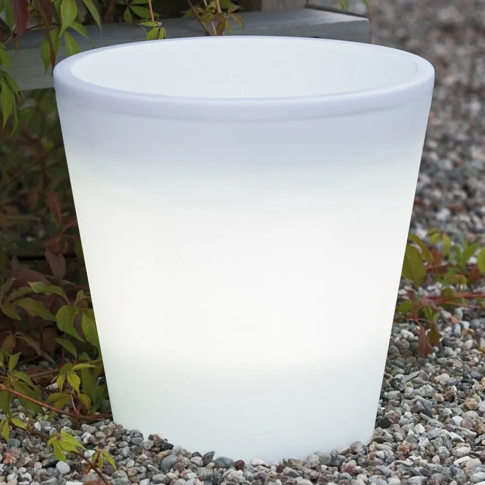 Konstsmide Assisi LED-blomsterpotte, belyst, Ø 28 cm