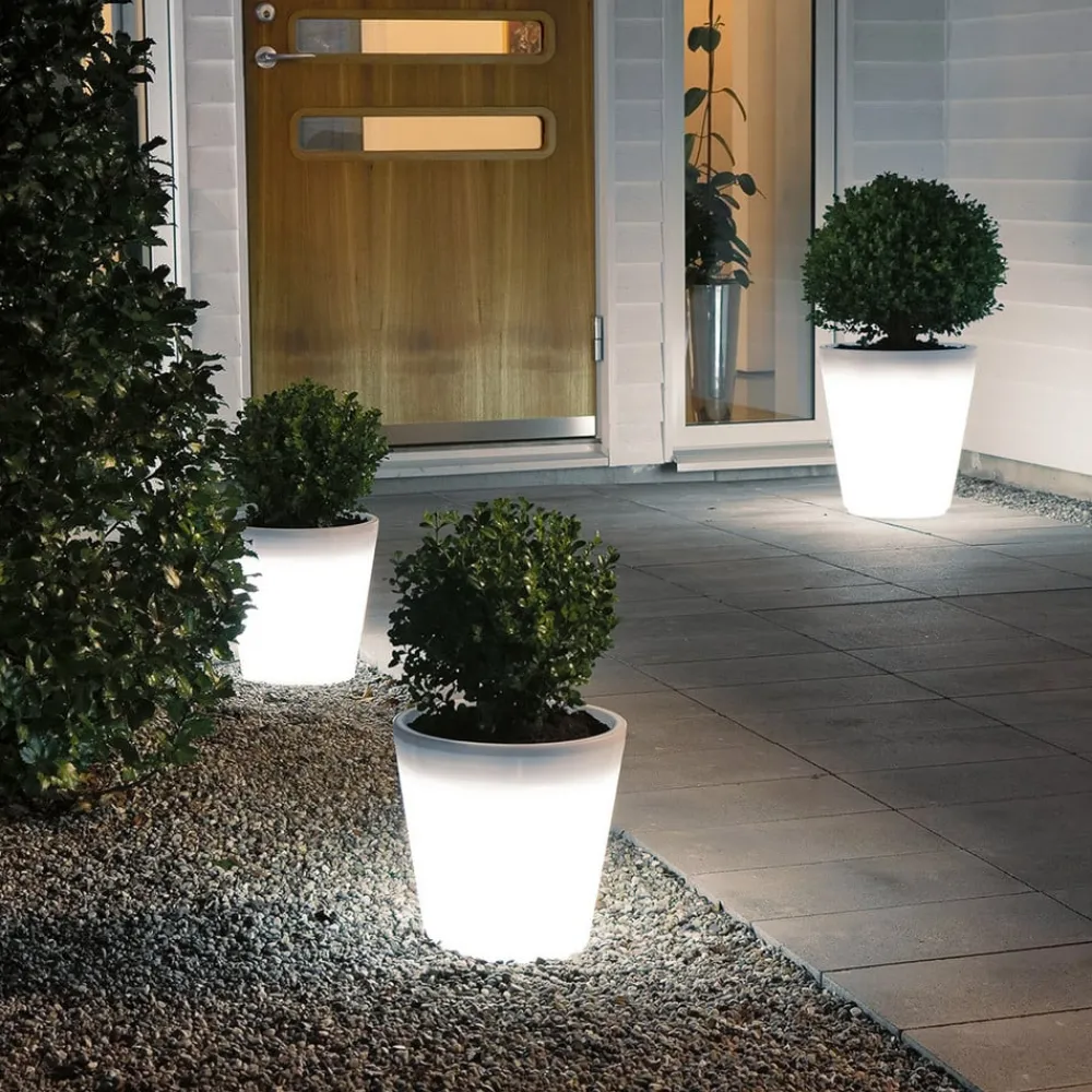 Konstsmide Assisi LED-blomsterpotte, belyst, Ø 28 cm