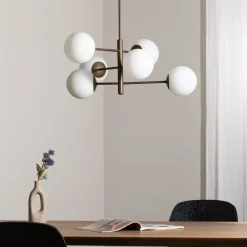 Aurora hængelampe, brun, Ø 60 cm, 6 lyskilder, glas, E14^Domiluce Sale