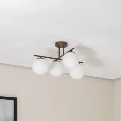 Domiluce Aurora loftlampe, brun, Ø 50 cm, 4 lyskilder, glas, E14