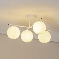 Domiluce Aurora loftlampe, hvid, Ø 50 cm, 4 lyskilder, glas, E14