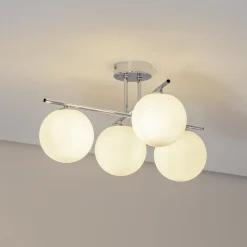 Aurora loftlampe, krom, Ø 50 cm, 4 lyskilder, glas, E14^Domiluce Discount