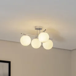 Aurora loftlampe, krom, Ø 50 cm, 4 lyskilder, glas, E14^Domiluce Discount