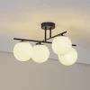 Aurora loftlampe, sort, Ø 50 cm, 4 lyskilder, glas, E14^Domiluce Online