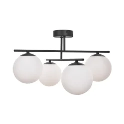 Aurora loftlampe, sort, Ø 50 cm, 4 lyskilder, glas, E14^Domiluce Online