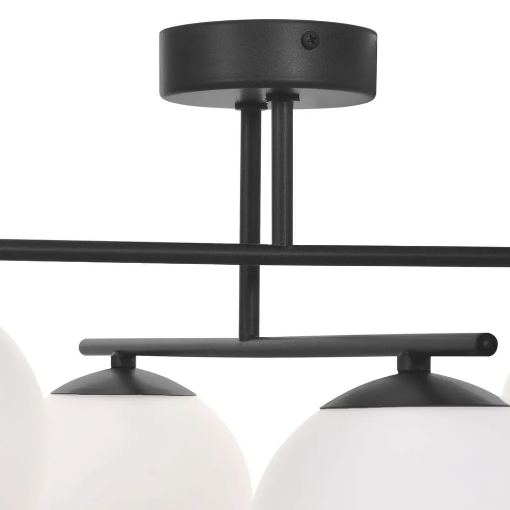 Aurora loftlampe, sort, Ø 50 cm, 4 lyskilder, glas, E14^Domiluce Online