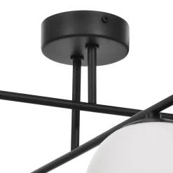 Aurora loftlampe, sort, Ø 50 cm, 4 lyskilder, glas, E14^Domiluce Online