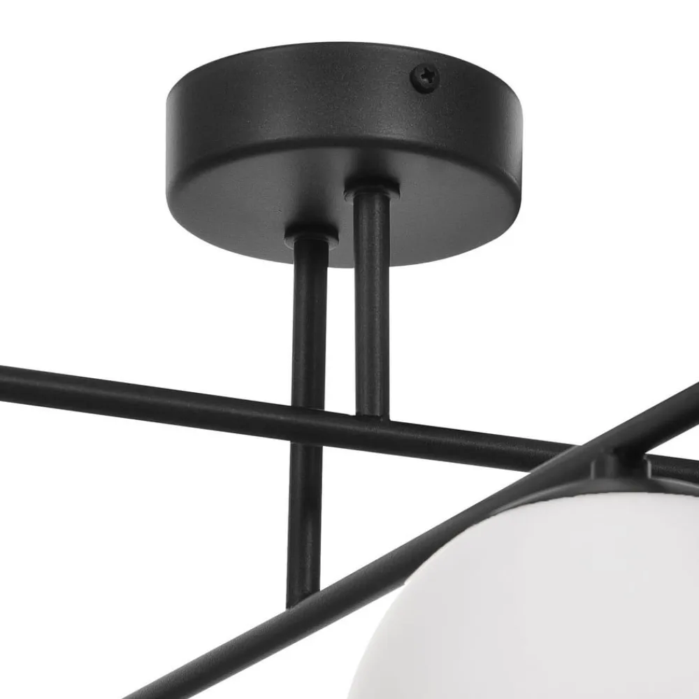 Aurora loftlampe, sort, Ø 50 cm, 4 lyskilder, glas, E14^Domiluce Online