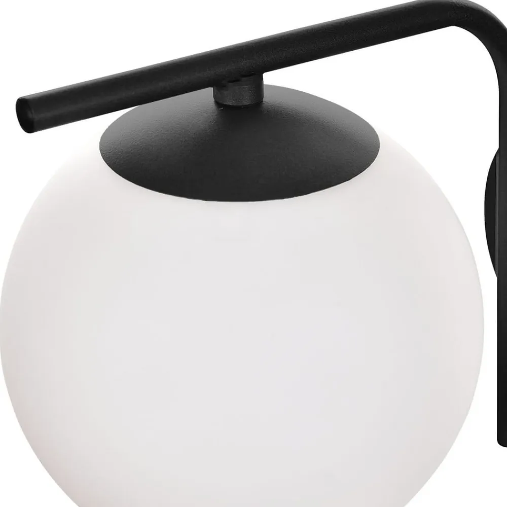 Domiluce Aurora væglampe, sort, glas, 17 cm høj, kugle, E14