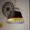 EGLO Pendellamper>Austell pendellampe, Ø 43 cm, sort/guld, metal, stof