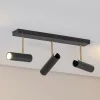 Luminex Axion loftlampe, 3 lyskilder, sort/guld, lang, stål
