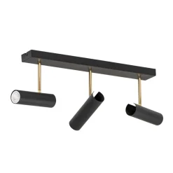 Luminex Axion loftlampe, 3 lyskilder, sort/guld, lang, stål