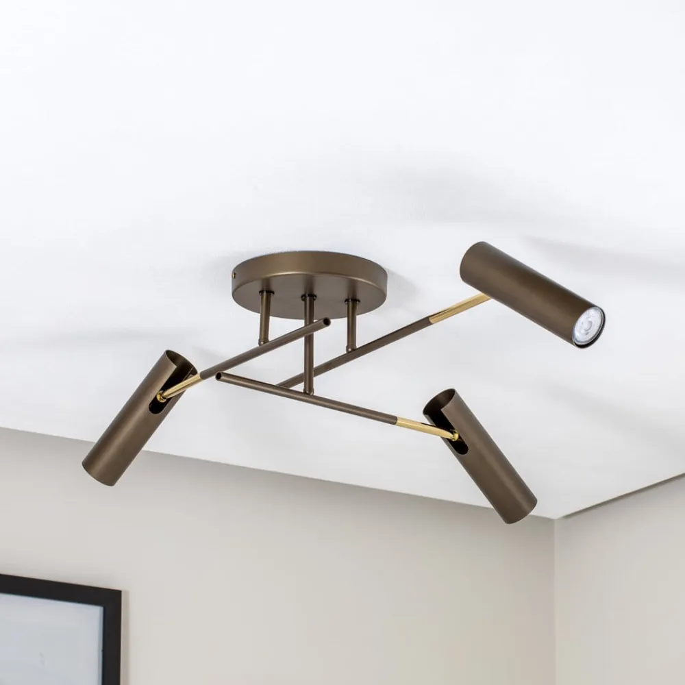 Luminex Axion loftlampe, 3 lyskilder, titanfarvet, stål