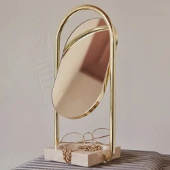 Angui bordspejl, guld, højde 35 cm, glas, marmor^AYTM Sale