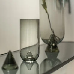 Glacies-vase, røgfarvet grå, højde 29 cm, glas, mundblæst^AYTM Discount
