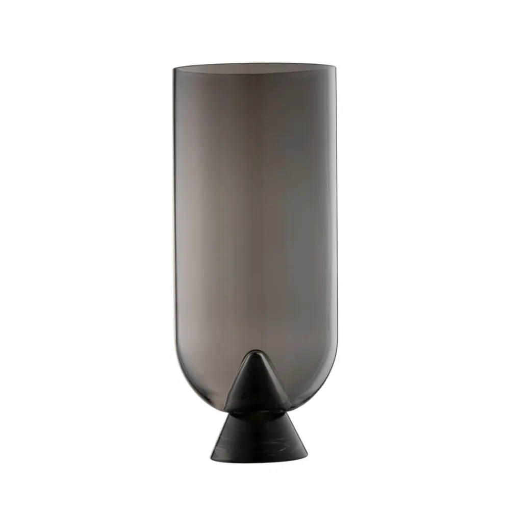 Glacies-vase, røgfarvet grå, højde 29 cm, glas, mundblæst^AYTM Discount