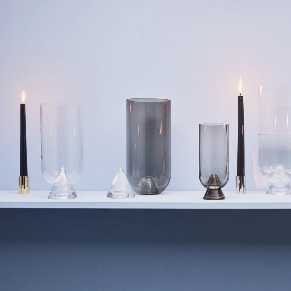 Glacies-vase, røgfarvet grå, højde 29 cm, glas, mundblæst^AYTM Discount