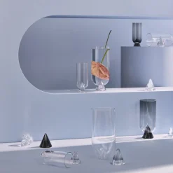 Glacies-vase, røgfarvet grå, højde 29 cm, glas, mundblæst^AYTM Discount