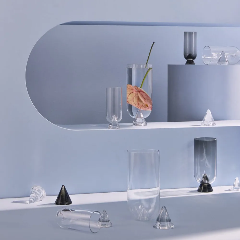 Glacies-vase, røgfarvet grå, højde 29 cm, glas, mundblæst^AYTM Discount