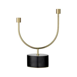 AYTM Grasil lysestage, guld/sort, bredde 25 cm, marmor