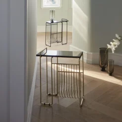 Magasinholder Sino, sidebord, guldfarvet^AYTM