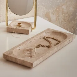 AYTM Møbel Og Interiør>Regina skål, længde 40 cm, bredde 16 cm, travertin