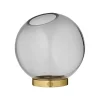 AYTM Vase Globe, Ø 17 cm, røggrå / guld, glas, stål