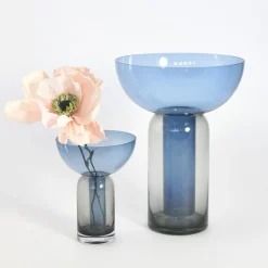 Vase Torus, blå, Ø 25 cm, højde 33 cm, glas^AYTM Clearance