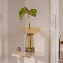 Vase Torus, ravfarvet, Ø 25 cm, højde 33 cm, glas^AYTM Discount