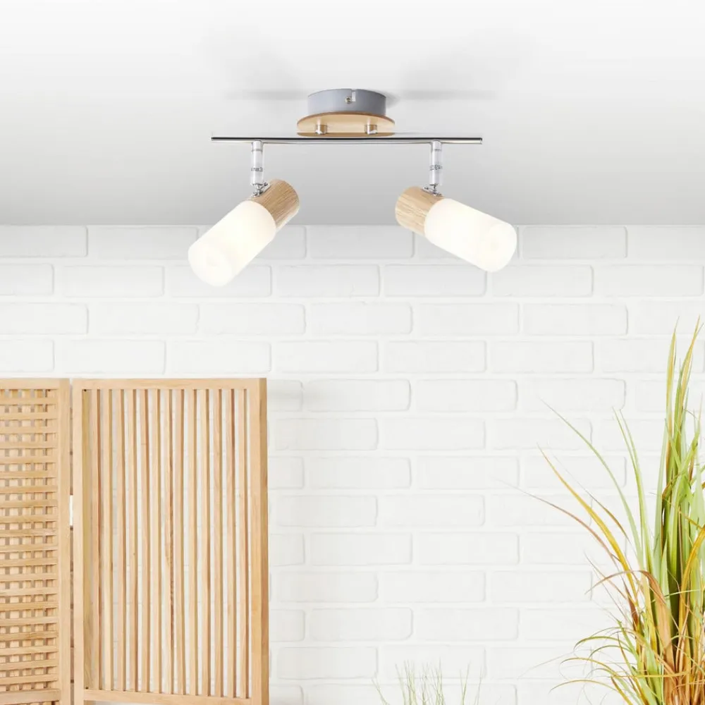 Brilliant Loftlamper>Babsan loftspot, længde 27,5 cm, lyst træ, 2 lyskilder.