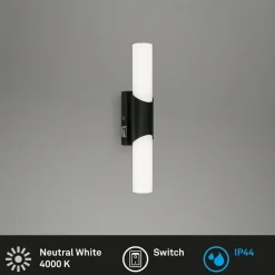 Badeværelses- og spejllampe Klak Brilo, sort, 32 cm^Briloner Sale