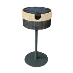 Bateak LED solcellebordlampe, sort / teakgrå, 2.700 K^Les Jardins Best