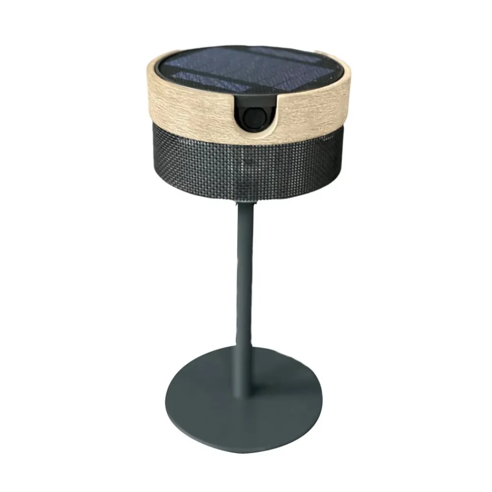 Bateak LED solcellebordlampe, sort / teakgrå, 2.700 K^Les Jardins Best